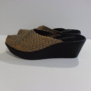 Steven by‎ Steve Madden Women's Bronze Gold Glitter-metallic Woven Wedge  Sz 8.5